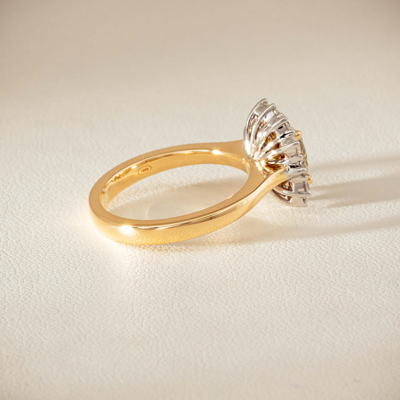 18ct Yellow Gold 2.08ct Cushion Fancy Diamond Belle Ring