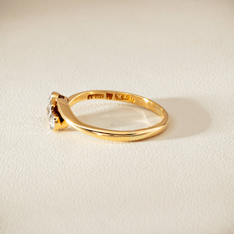 Vintage 18ct Yellow Gold .15ct Old-Cut Diamond Twist Ring - Ring - Walker & Hall