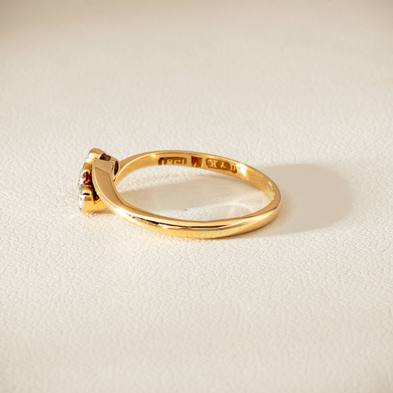 Vintage 18ct Yellow Gold .15ct Old-Cut Diamond Twist Ring - Ring - Walker & Hall