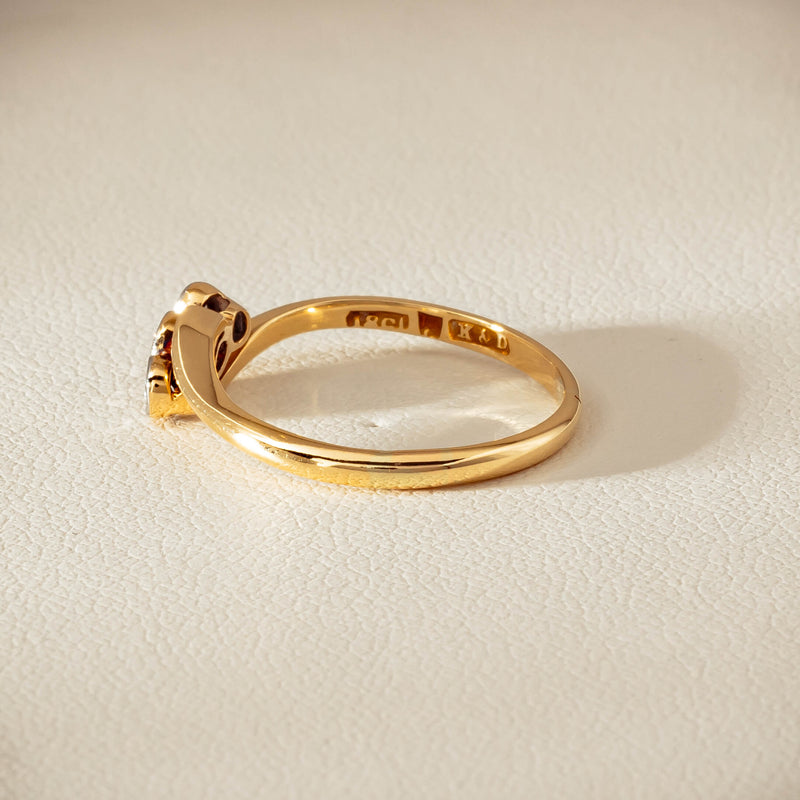 Vintage 18ct Yellow Gold .15ct Old-Cut Diamond Twist Ring