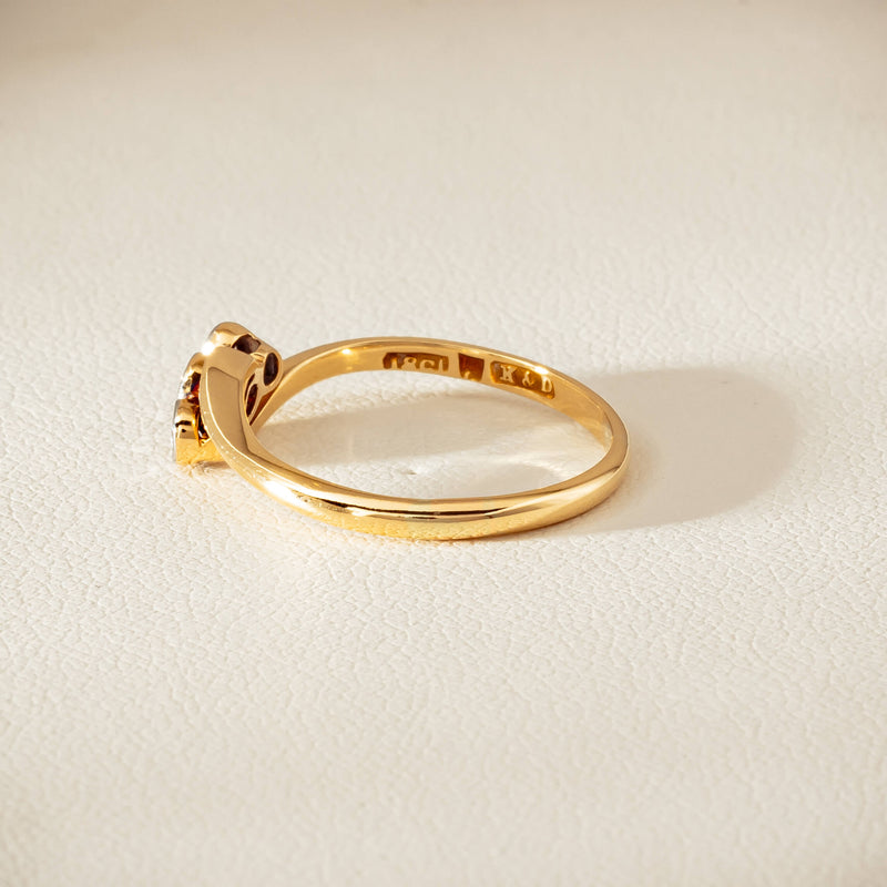 Vintage 18ct Yellow Gold .15ct Old-Cut Diamond Twist Ring - Ring - Walker & Hall