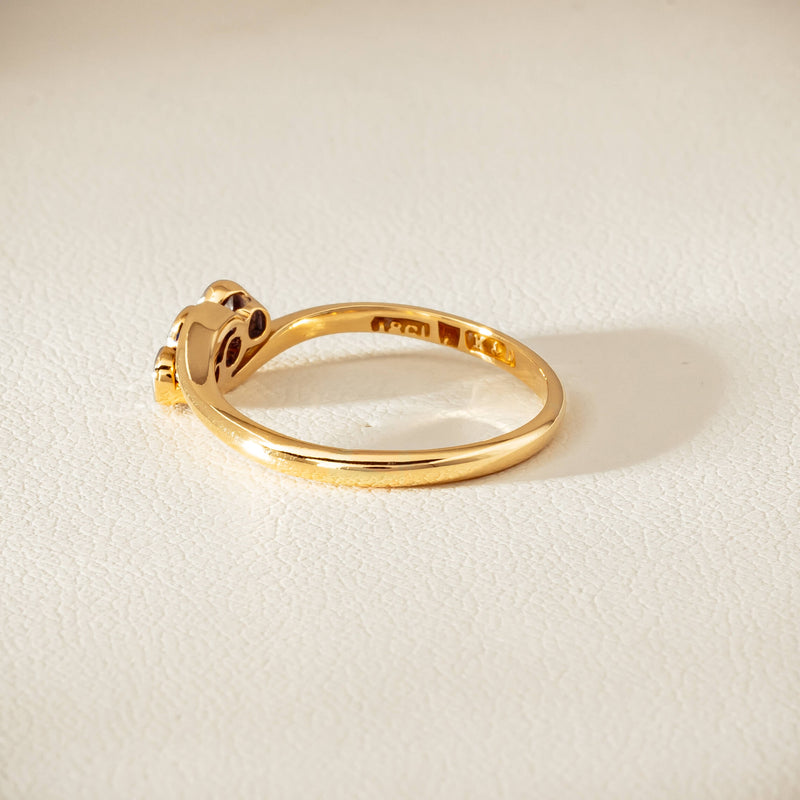 Vintage 18ct Yellow Gold .15ct Old-Cut Diamond Twist Ring - Ring - Walker & Hall