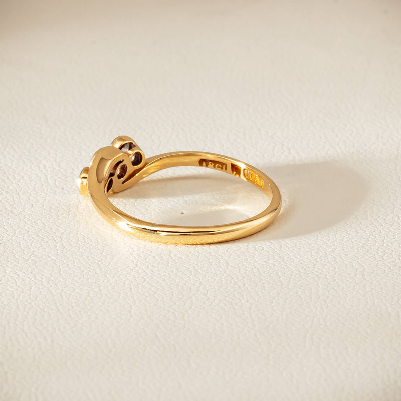 Vintage 18ct Yellow Gold .15ct Old-Cut Diamond Twist Ring - Ring - Walker & Hall