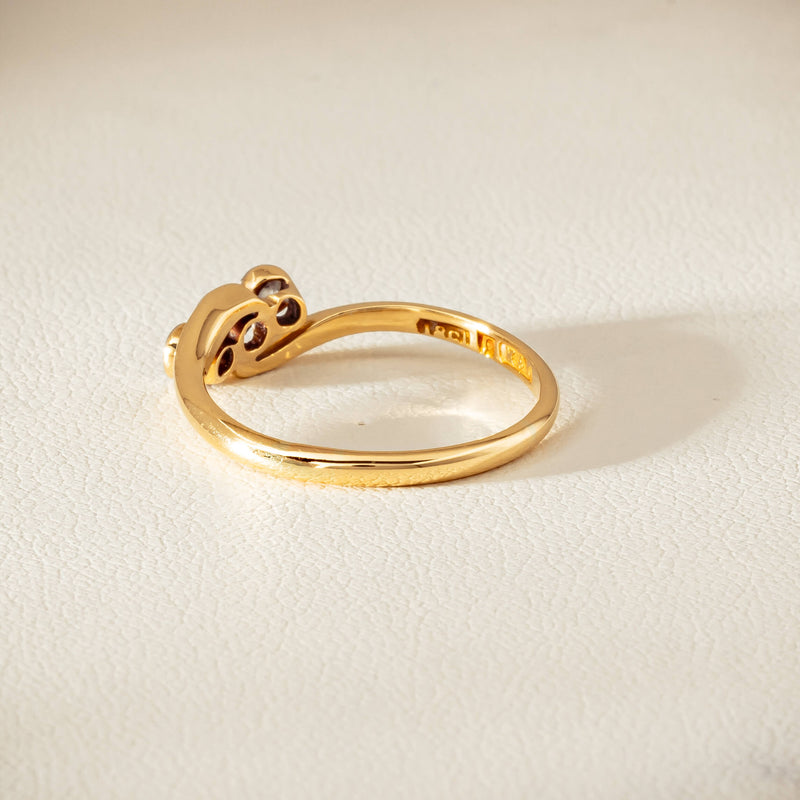 Vintage 18ct Yellow Gold .15ct Old-Cut Diamond Twist Ring - Ring - Walker & Hall