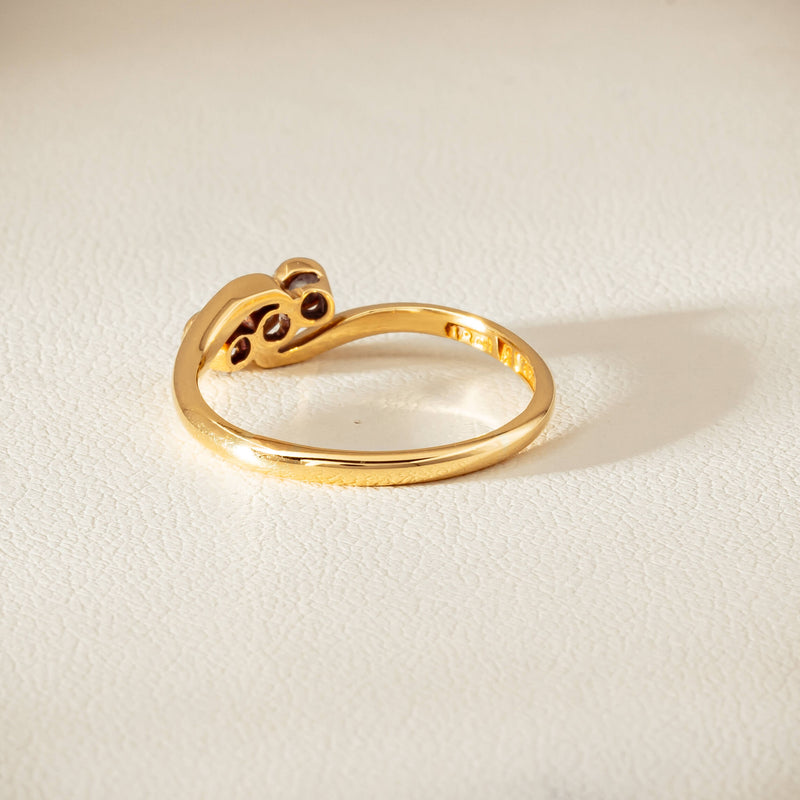Vintage 18ct Yellow Gold .15ct Old-Cut Diamond Twist Ring - Ring - Walker & Hall
