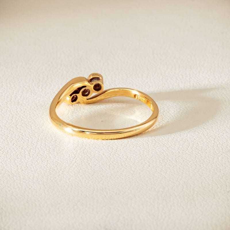 Vintage 18ct Yellow Gold .15ct Old-Cut Diamond Twist Ring - Ring - Walker & Hall