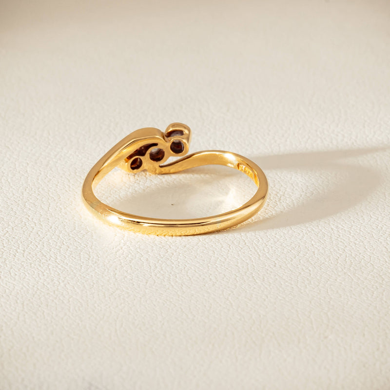 Vintage 18ct Yellow Gold .15ct Old-Cut Diamond Twist Ring - Ring - Walker & Hall