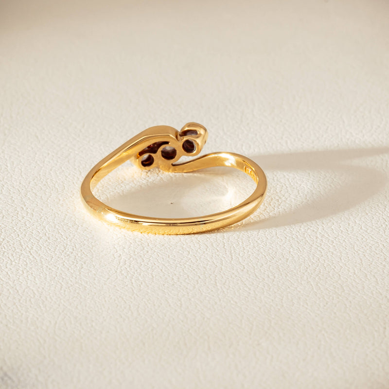 Vintage 18ct Yellow Gold .15ct Old-Cut Diamond Twist Ring - Ring - Walker & Hall