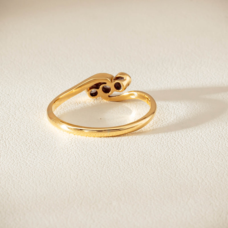 Vintage 18ct Yellow Gold .15ct Old-Cut Diamond Twist Ring - Ring - Walker & Hall