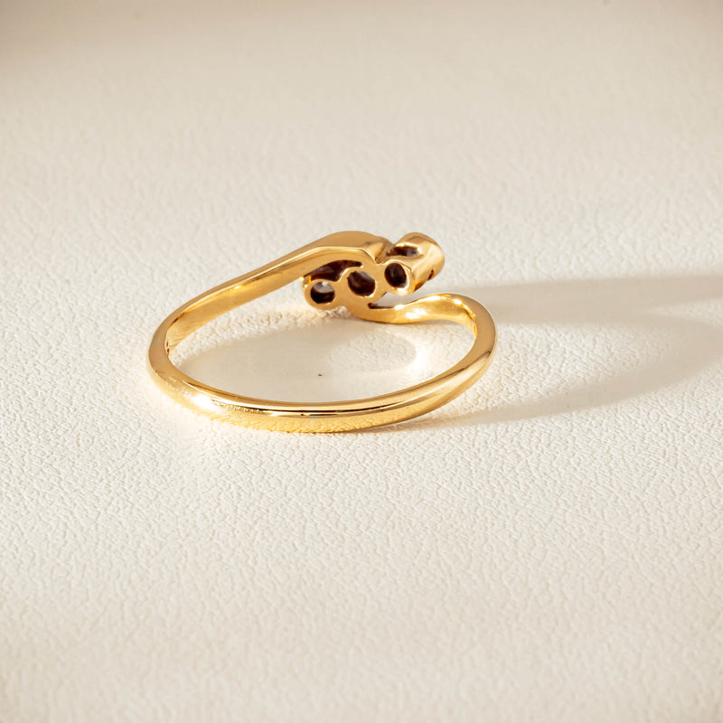 Vintage 18ct Yellow Gold .15ct Old-Cut Diamond Twist Ring - Ring - Walker & Hall