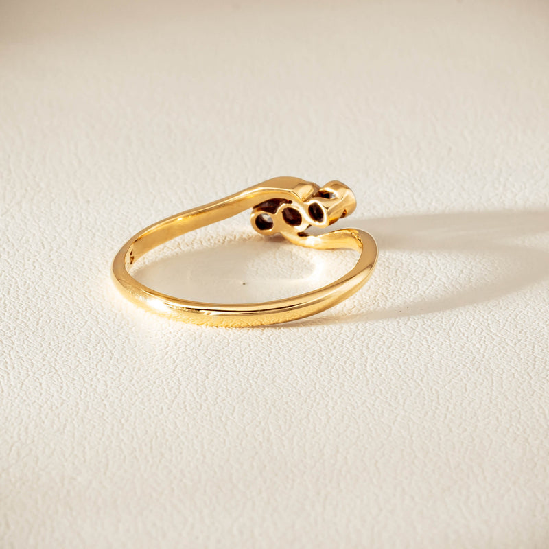 Vintage 18ct Yellow Gold .15ct Old-Cut Diamond Twist Ring - Ring - Walker & Hall