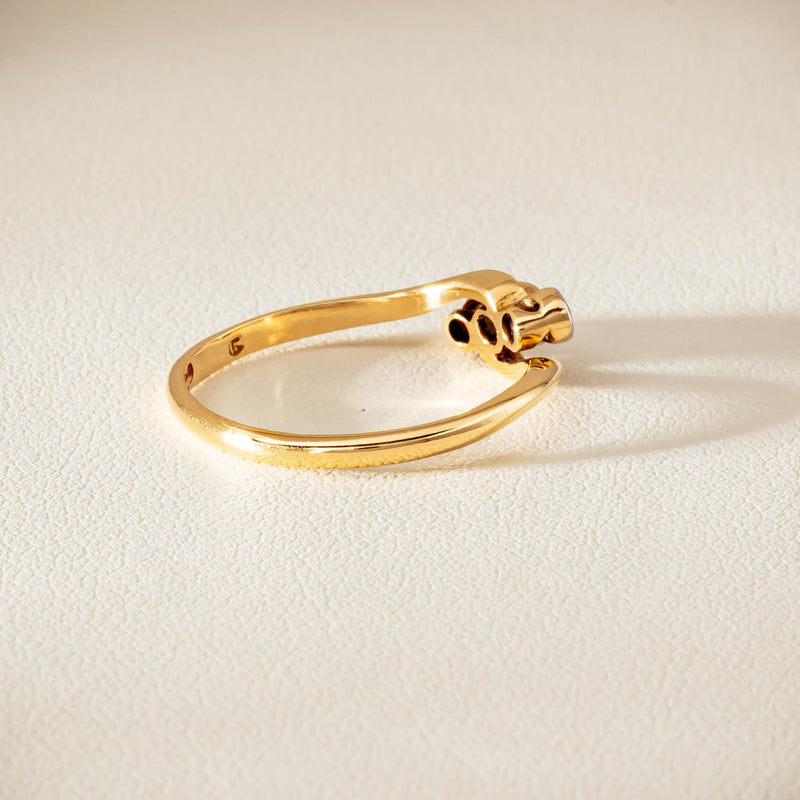 Vintage 18ct Yellow Gold .15ct Old-Cut Diamond Twist Ring - Ring - Walker & Hall