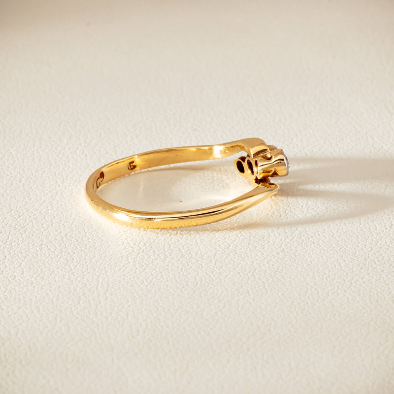 Vintage 18ct Yellow Gold .15ct Old-Cut Diamond Twist Ring - Ring - Walker & Hall