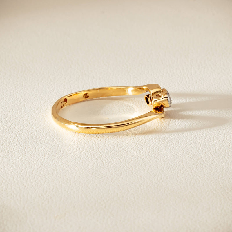 Vintage 18ct Yellow Gold .15ct Old-Cut Diamond Twist Ring - Ring - Walker & Hall