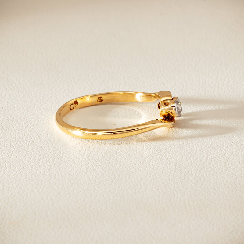 Vintage 18ct Yellow Gold .15ct Old-Cut Diamond Twist Ring - Ring - Walker & Hall