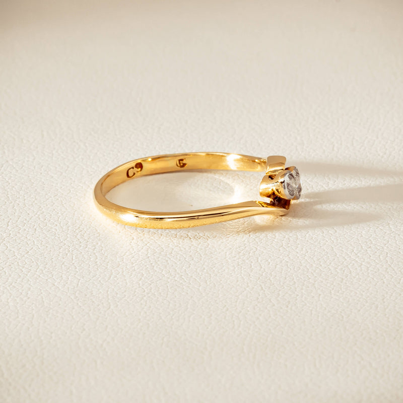 Vintage 18ct Yellow Gold .15ct Old-Cut Diamond Twist Ring - Ring - Walker & Hall