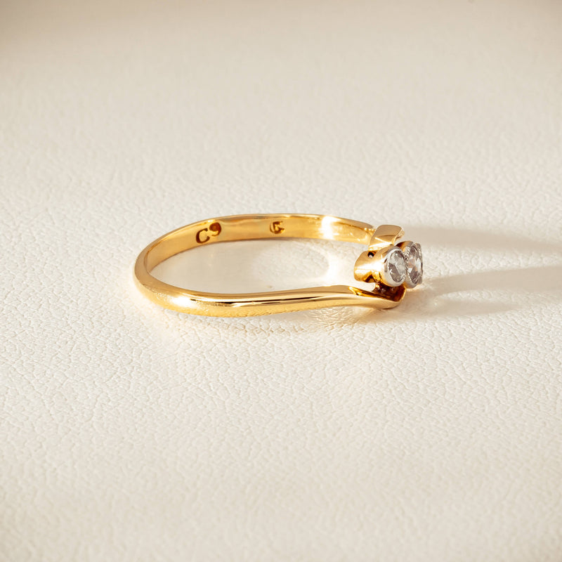 Vintage 18ct Yellow Gold .15ct Old-Cut Diamond Twist Ring - Ring - Walker & Hall