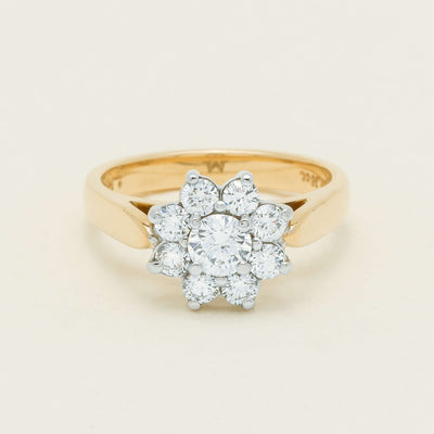 Deja Vu 18ct Yellow Gold 1.00ct Diamond Cluster Ring