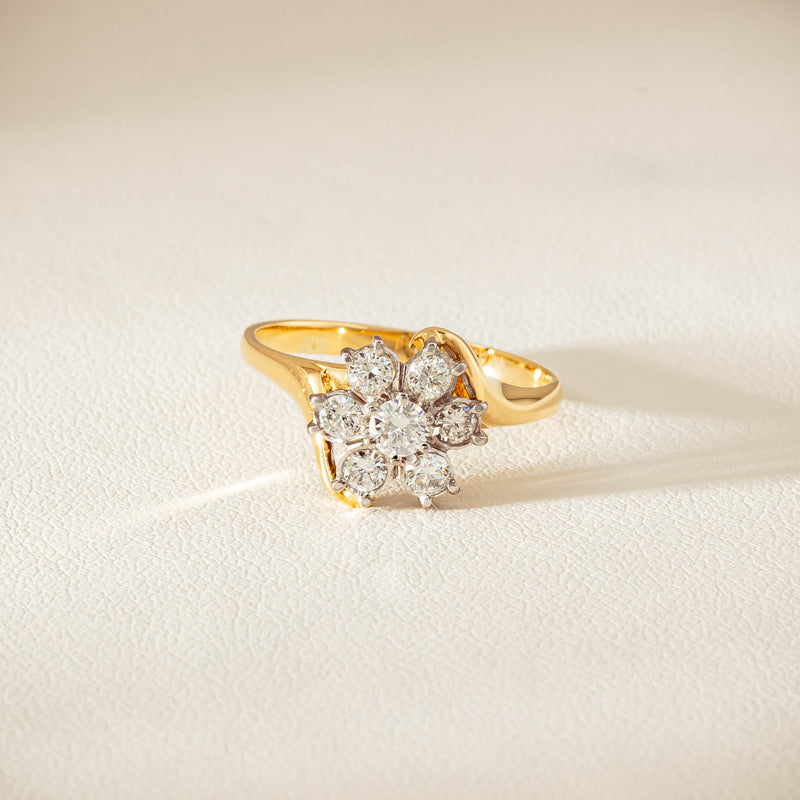 Deja Vu 18ct Yellow Gold .45ct Diamond Cluster Ring
