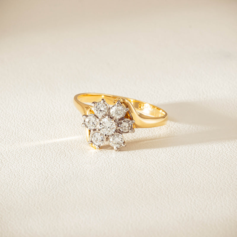 Deja Vu 18ct Yellow Gold .45ct Diamond Cluster Ring