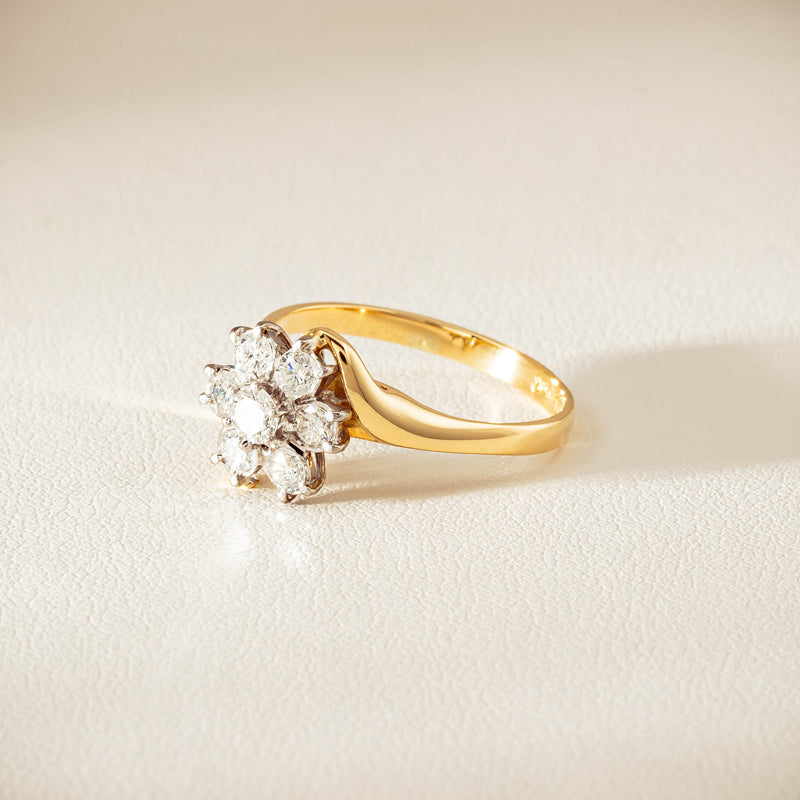 Deja Vu 18ct Yellow Gold .45ct Diamond Cluster Ring