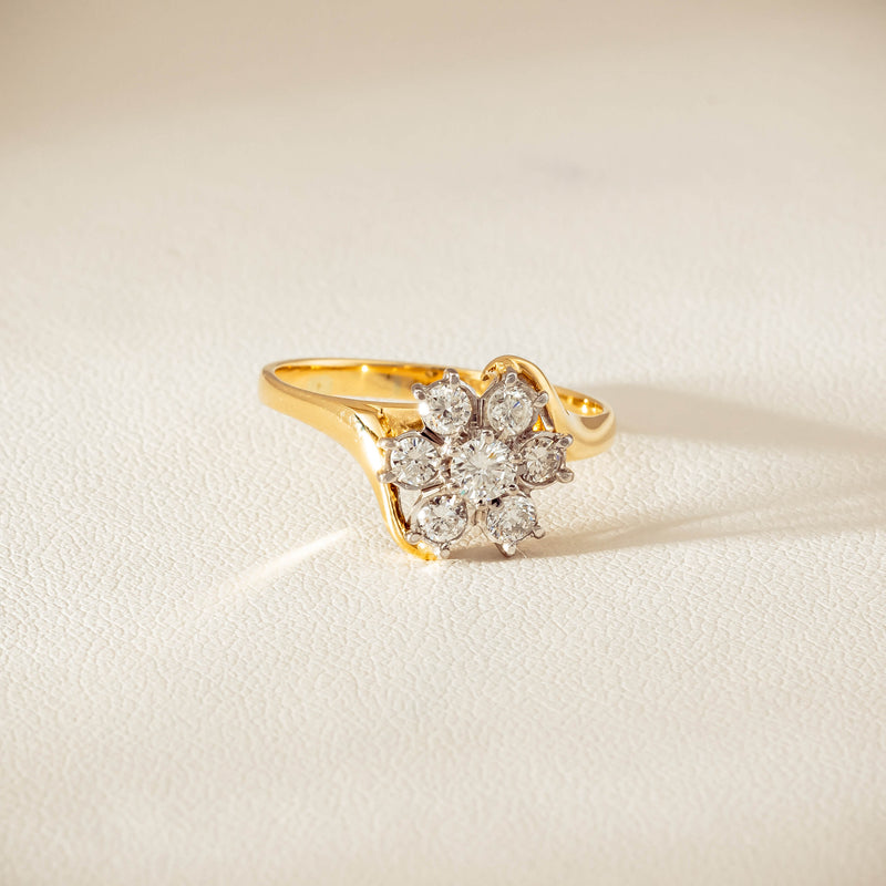 Deja Vu 18ct Yellow Gold .45ct Diamond Cluster Ring