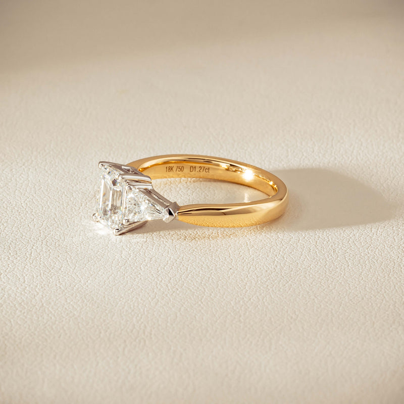 18ct Yellow Gold 1.27ct Reclaimed Emerald-Cut Diamond Ring