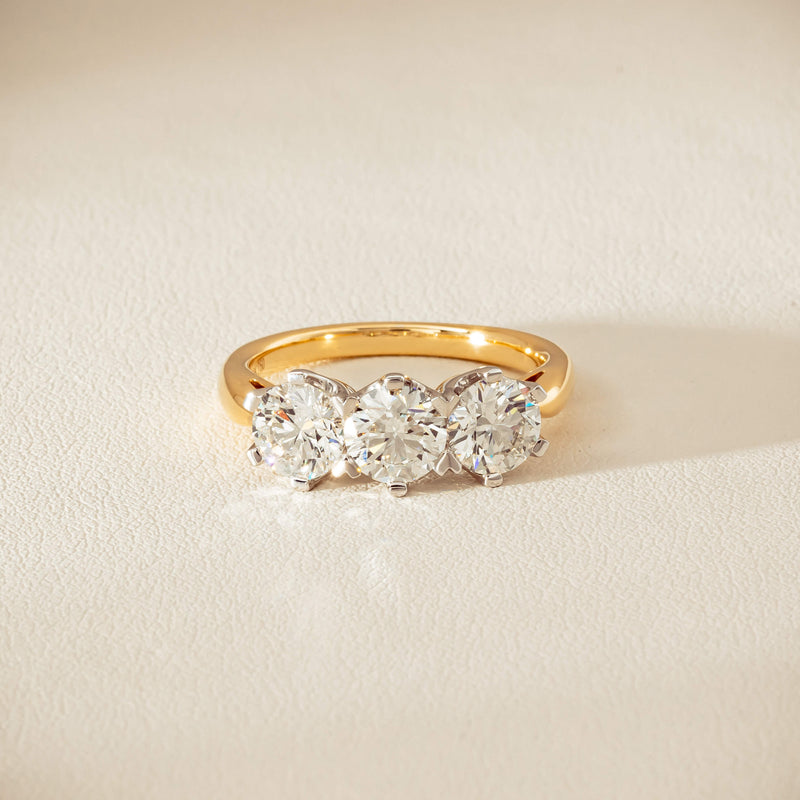 18ct Yellow Gold 2.30ct Diamond Trilogy Ring