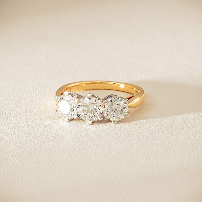 18ct Yellow Gold 2.30ct Diamond Trilogy Ring
