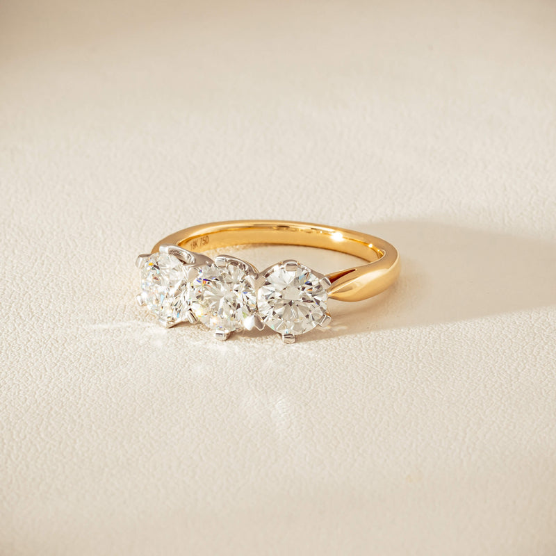 18ct Yellow Gold 2.30ct Diamond Trilogy Ring