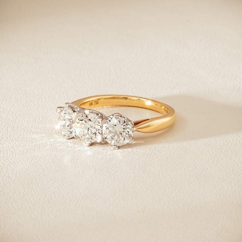 18ct Yellow Gold 2.30ct Diamond Trilogy Ring