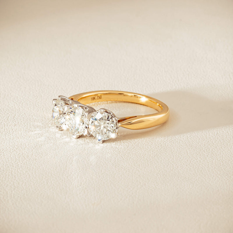 18ct Yellow Gold 2.30ct Diamond Trilogy Ring