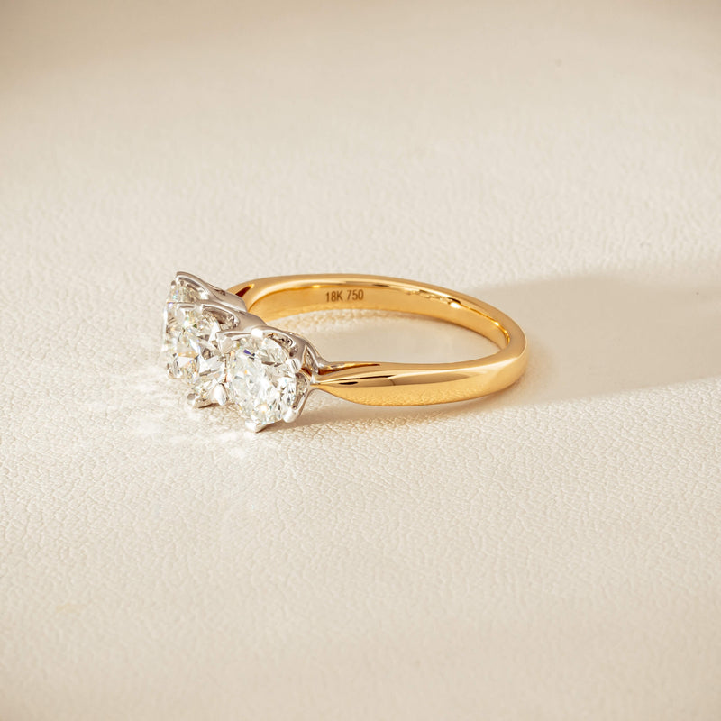 18ct Yellow Gold 2.30ct Diamond Trilogy Ring