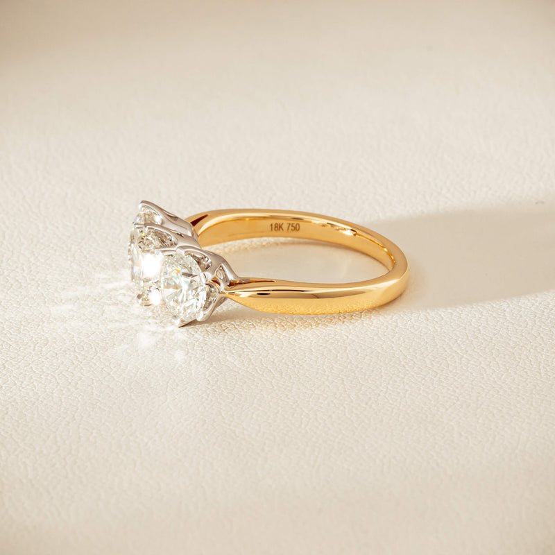 18ct Yellow Gold 2.30ct Diamond Trilogy Ring