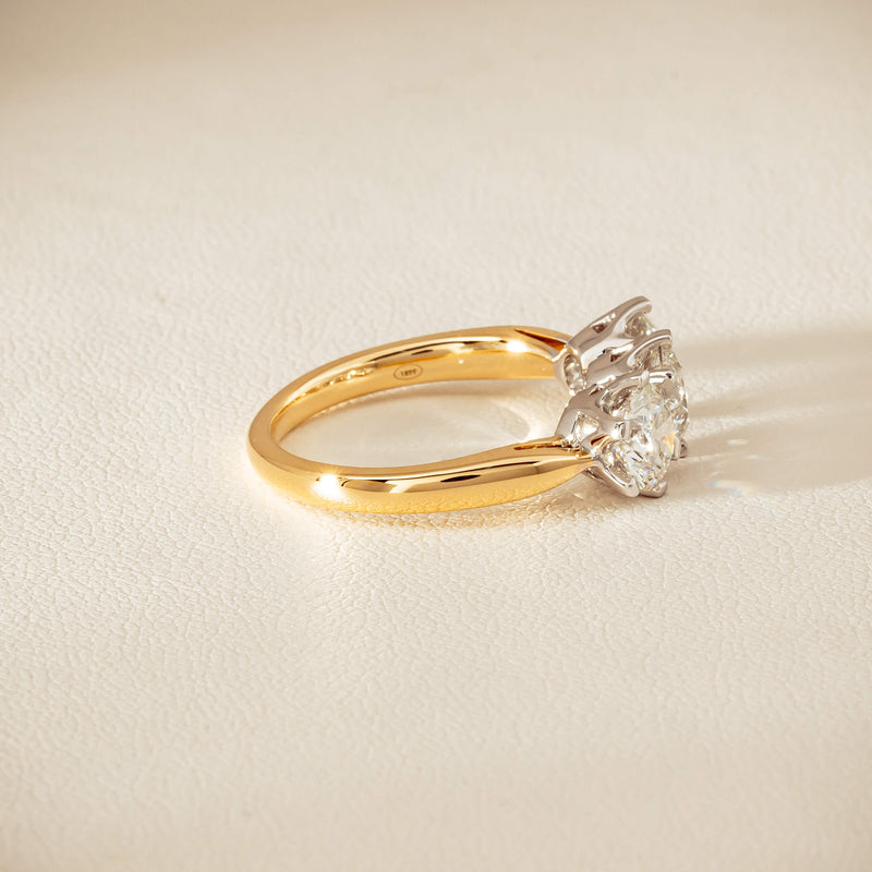 18ct Yellow Gold 2.30ct Diamond Trilogy Ring
