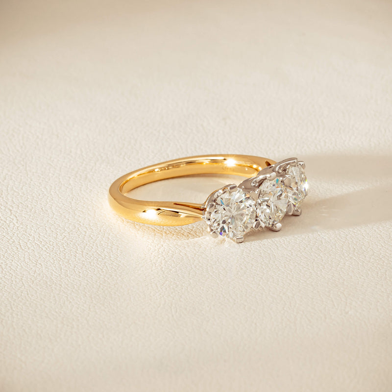 18ct Yellow Gold 2.30ct Diamond Trilogy Ring