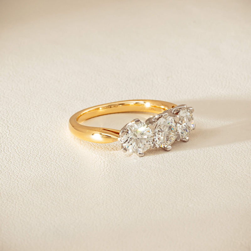 18ct Yellow Gold 2.30ct Diamond Trilogy Ring
