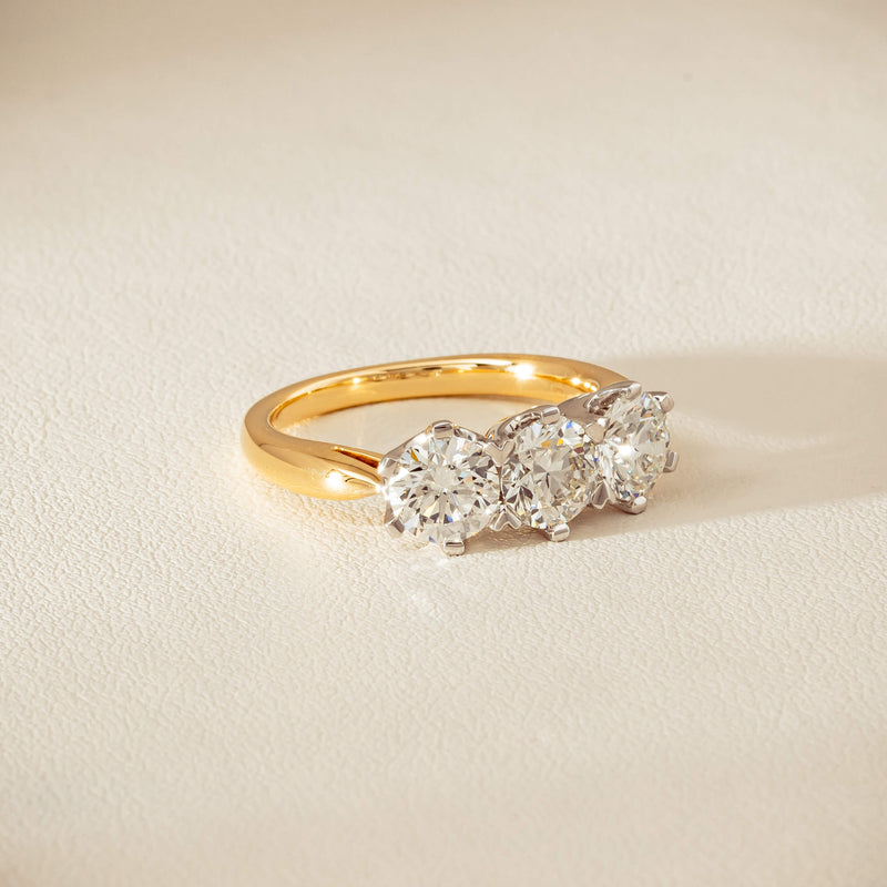 18ct Yellow Gold 2.30ct Diamond Trilogy Ring
