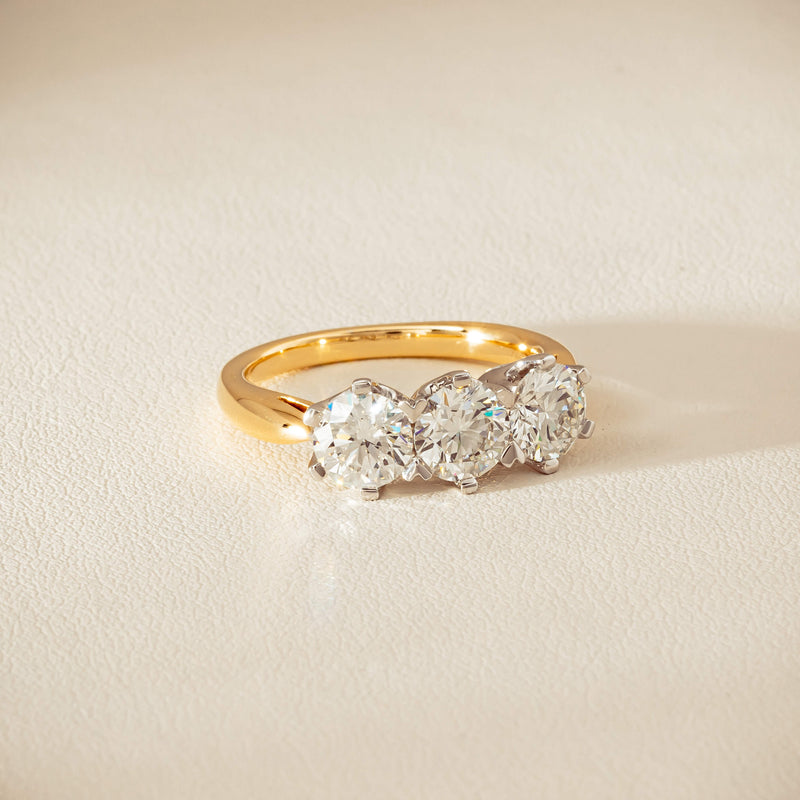 18ct Yellow Gold 2.30ct Diamond Trilogy Ring