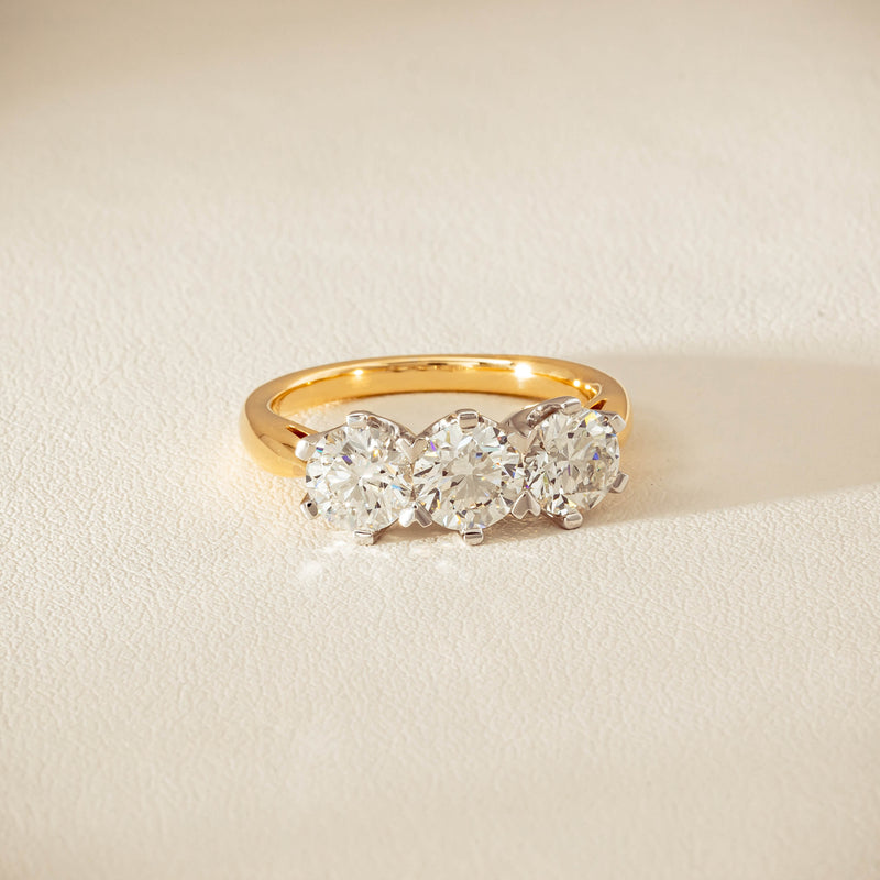 18ct Yellow Gold 2.30ct Diamond Trilogy Ring