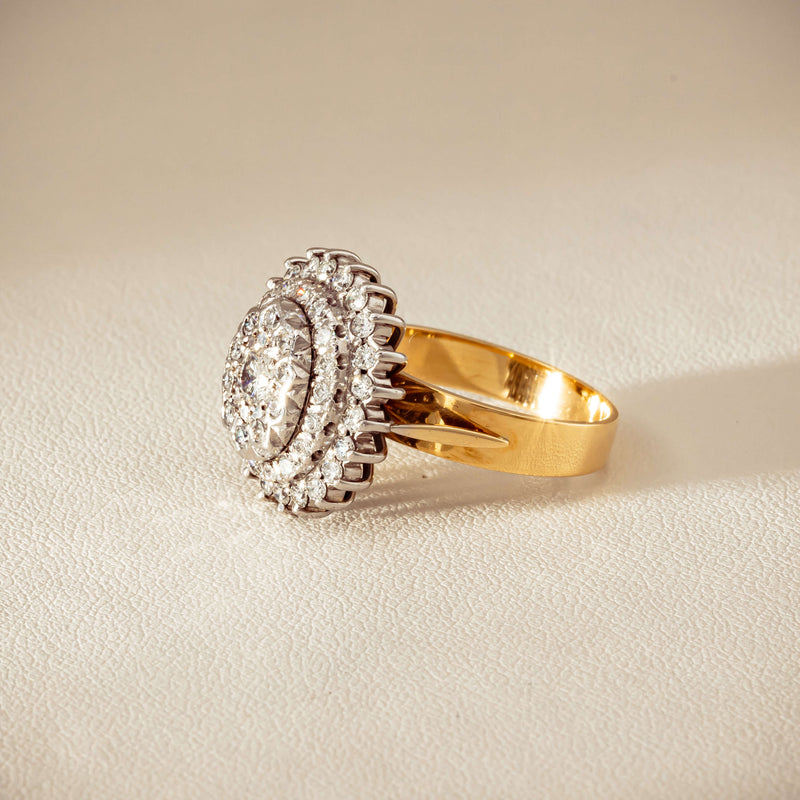 Deja Vu 18ct Yellow Gold 1.20ct Diamond Cluster Ring