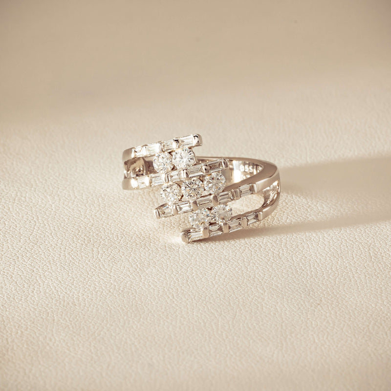 Deja Vu 18ct White Gold 1.50ct Diamond Crossover Ring - Ring - Walker & Hall