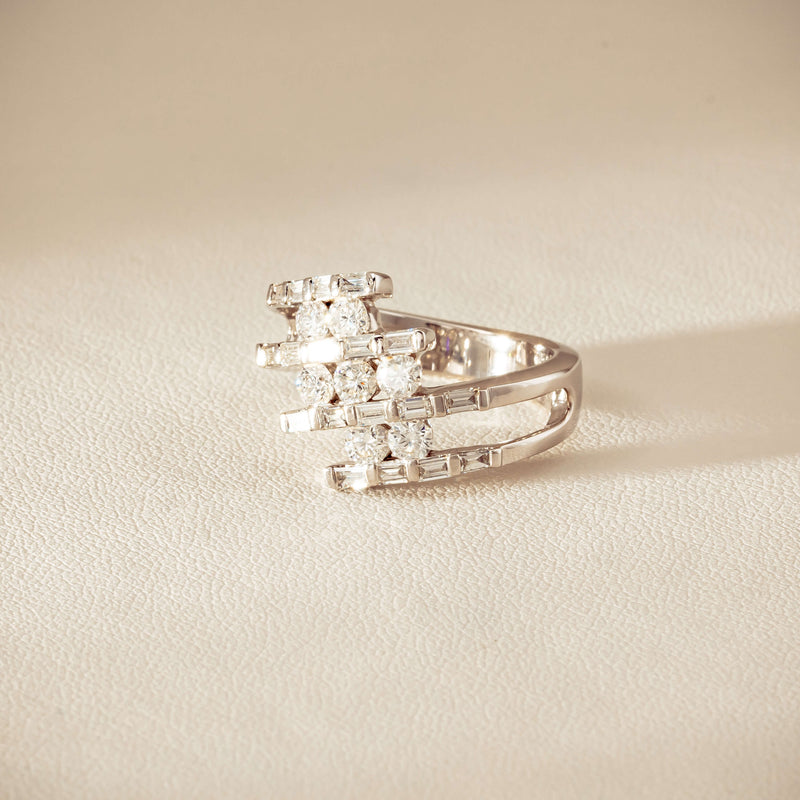 Deja Vu 18ct White Gold 1.50ct Diamond Crossover Ring - Ring - Walker & Hall