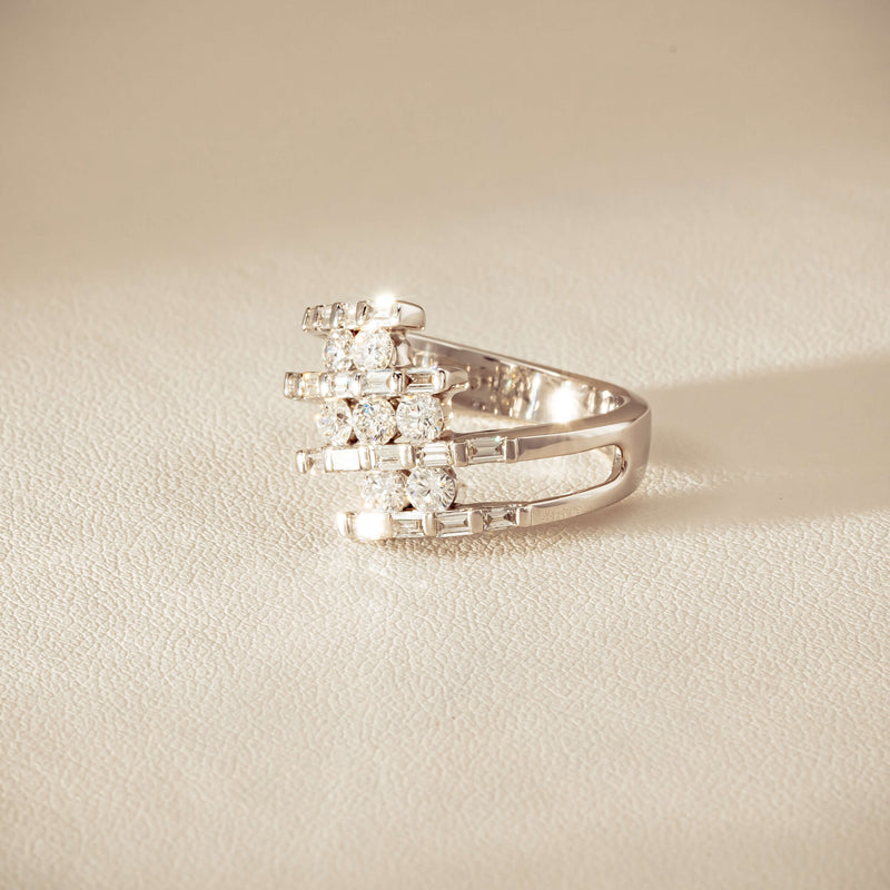 Deja Vu 18ct White Gold 1.50ct Diamond Crossover Ring - Ring - Walker & Hall