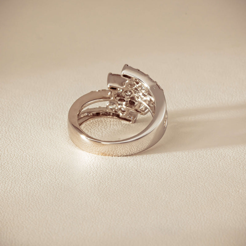 Deja Vu 18ct White Gold 1.50ct Diamond Crossover Ring - Ring - Walker & Hall