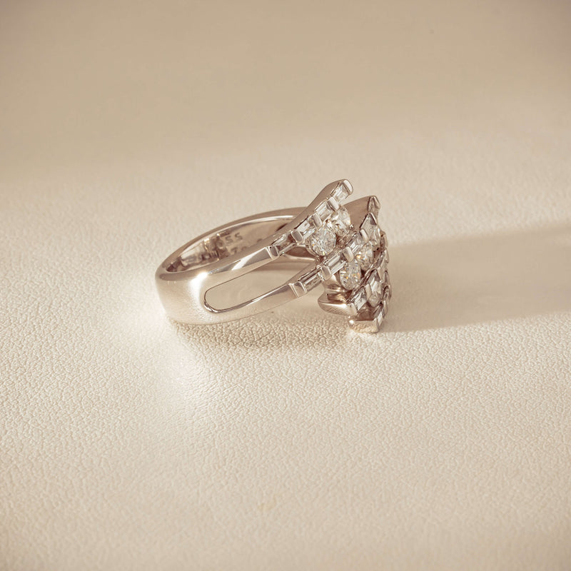Deja Vu 18ct White Gold 1.50ct Diamond Crossover Ring - Ring - Walker & Hall