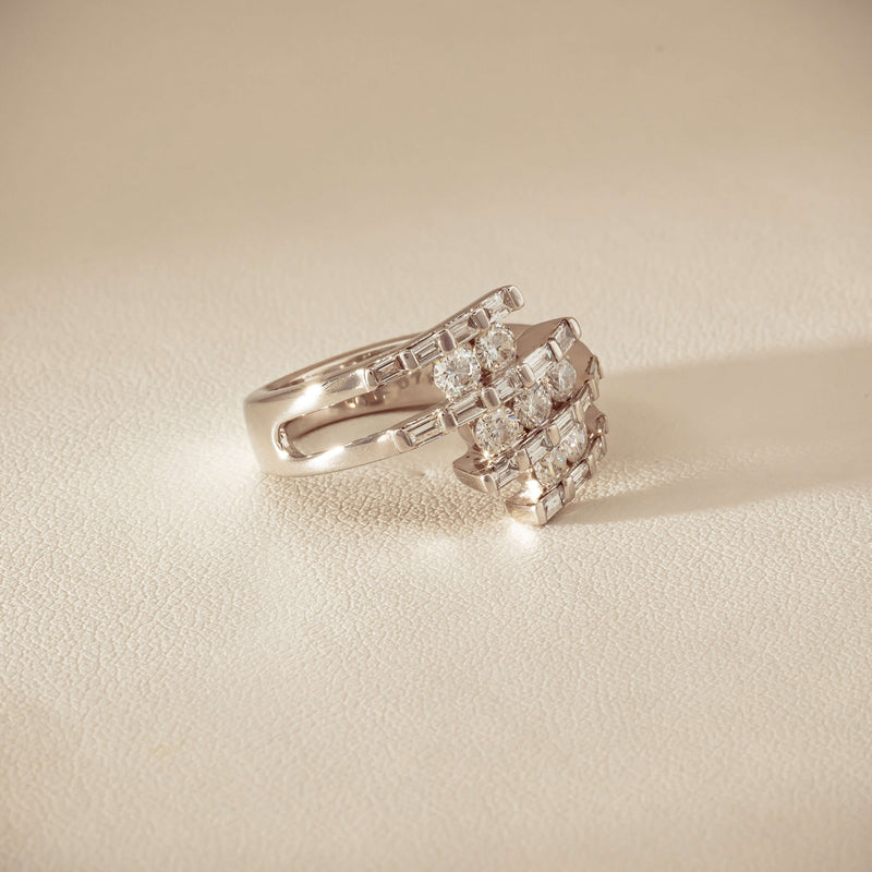 Deja Vu 18ct White Gold 1.50ct Diamond Crossover Ring - Ring - Walker & Hall