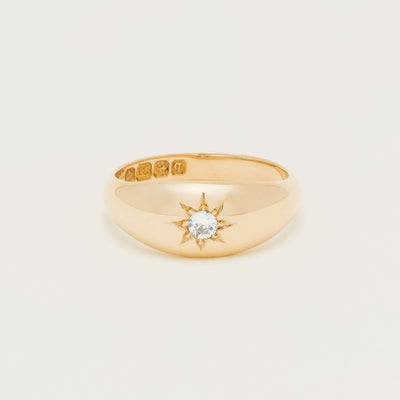 Vintage 18ct Yellow Gold .10ct Old-Cut Diamond Gypsy Ring