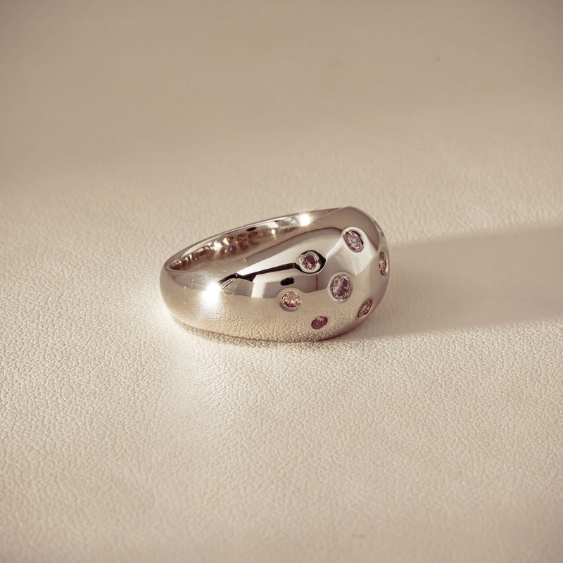 Deja Vu Platinum .46ct Pink Diamond Dome Ring