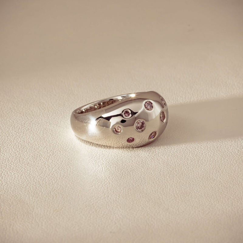 Deja Vu Platinum .46ct Pink Diamond Dome Ring